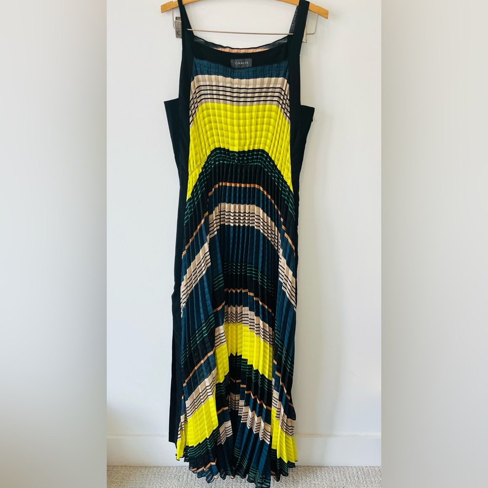 Gracia Pleated Stripe Maxi Dress – Size M
